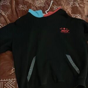 Black Hoodie with Red and Blue Accents